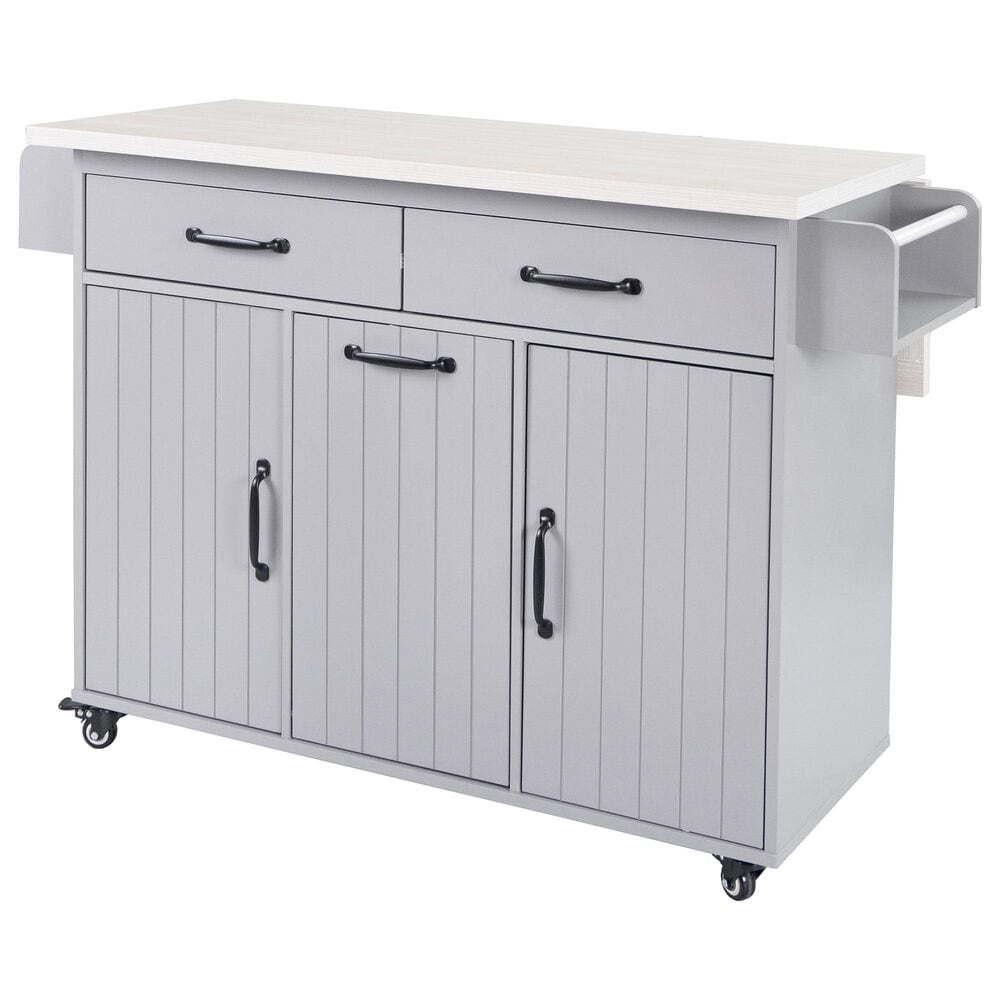 HOMLUX 51" Kitchen Island with Trash Can Storage Cabinet in Grey, , large