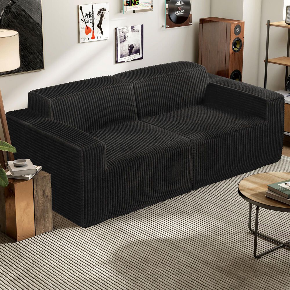 Furniture of America Facil 2-Piece Modular Track Arm Loveseat in Black, , large