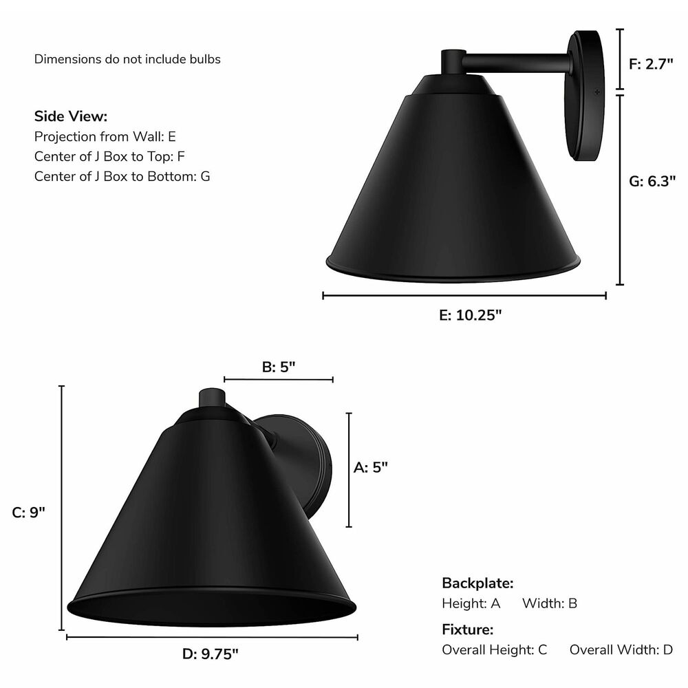 Hunter Aeronaut 1-Light Outdoor Small Wall Light in Matte Black, , large