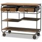 Baxton Studio Grant 2-Drawer Kitchen Cart in Oak Brown and Black, , large
