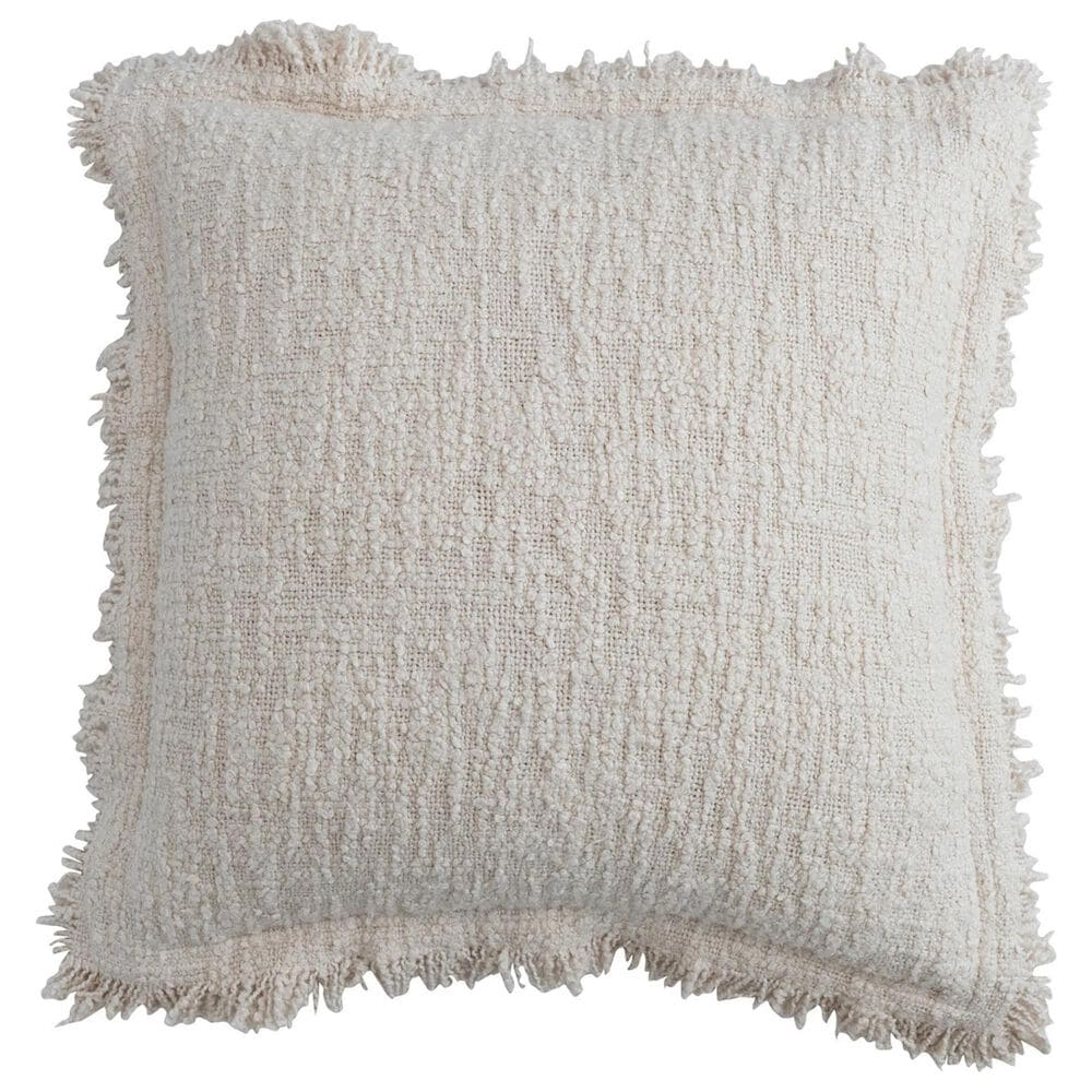 Teak Interiors 20&quot; x 20&quot; Throw Pillow with Fringe and Flanged Edge in Natural, , large