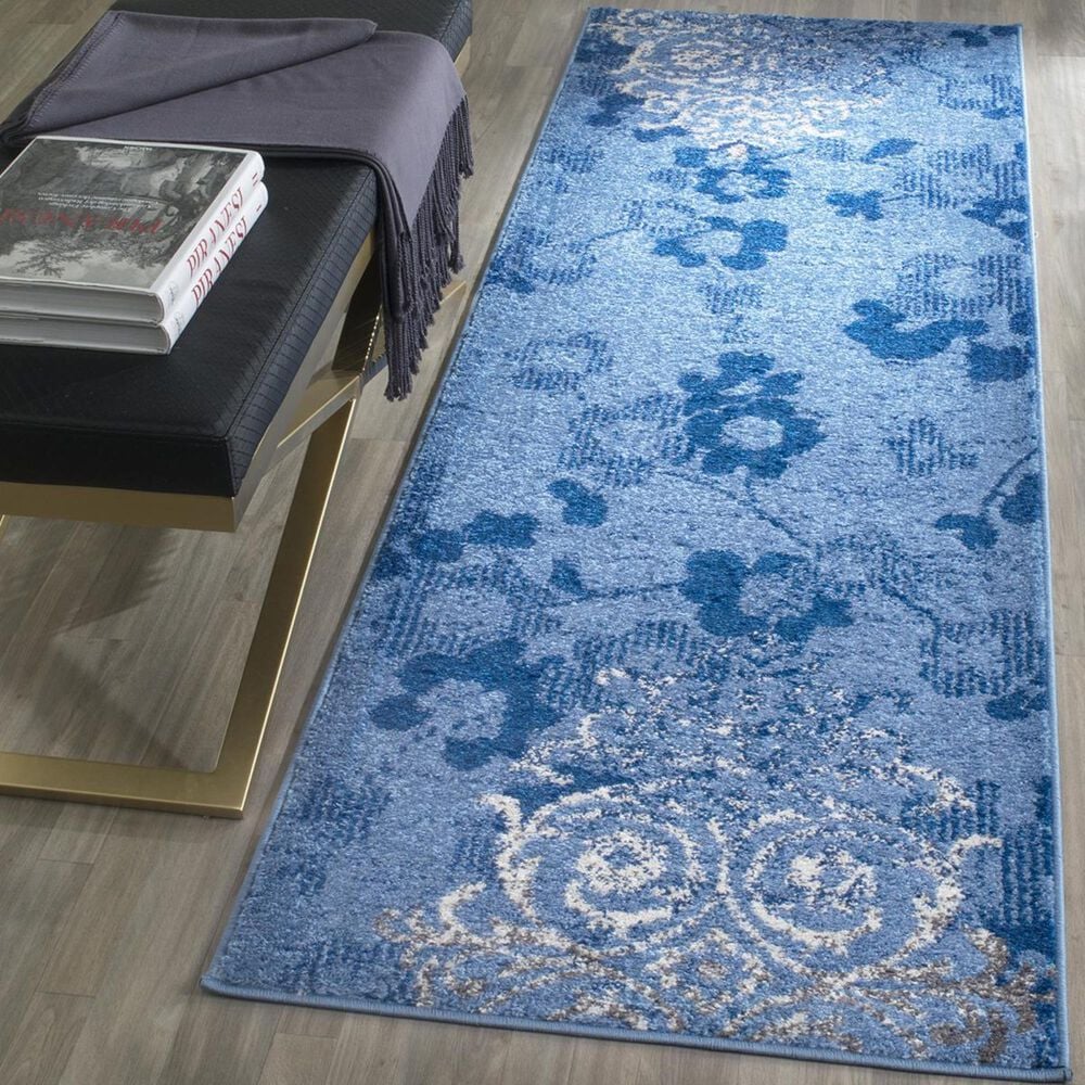 Safavieh Adirondack ADR114F-212 2"6" x 12" Light Blue/Dark Blue Runner, , large