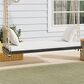 Hearth and Haven Topmax Outdoor Hanging Porch Swing Bench with Beige Cushion in Brown, , large