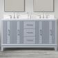 37B Fenwick 60" Double Bathroom Vanity in Soft Blue with Glossy White Composite Stone Top and Backsplash, , large