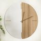 Maple and Jade Decorative Wall Clock with Marble Side in Oiled Brown and White, , large