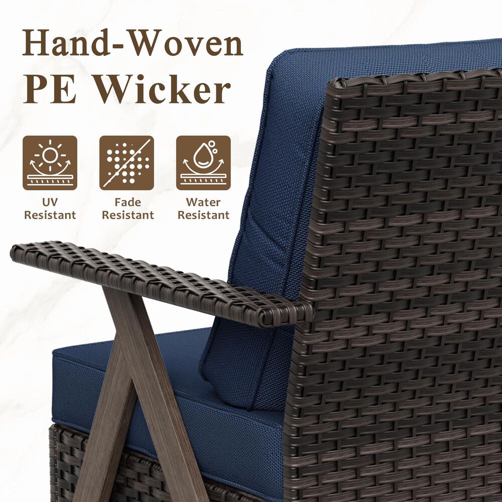 Sunwell Garden 3-Piece Patio Chat Set in Navy, , large