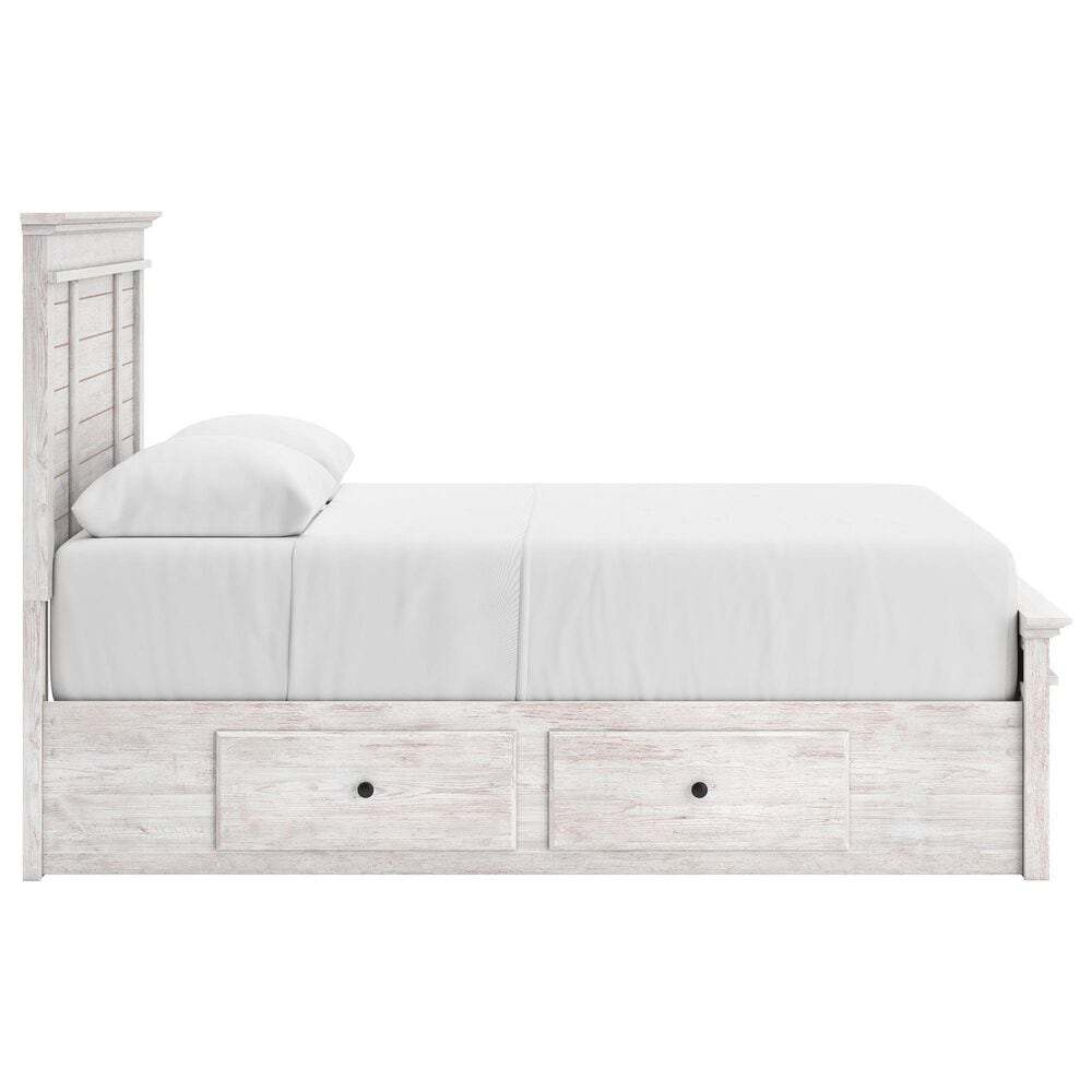 Ashley Makidern 4 Piece Queen Storage Bedroom Set with Four Drawers in Whitewash, , large