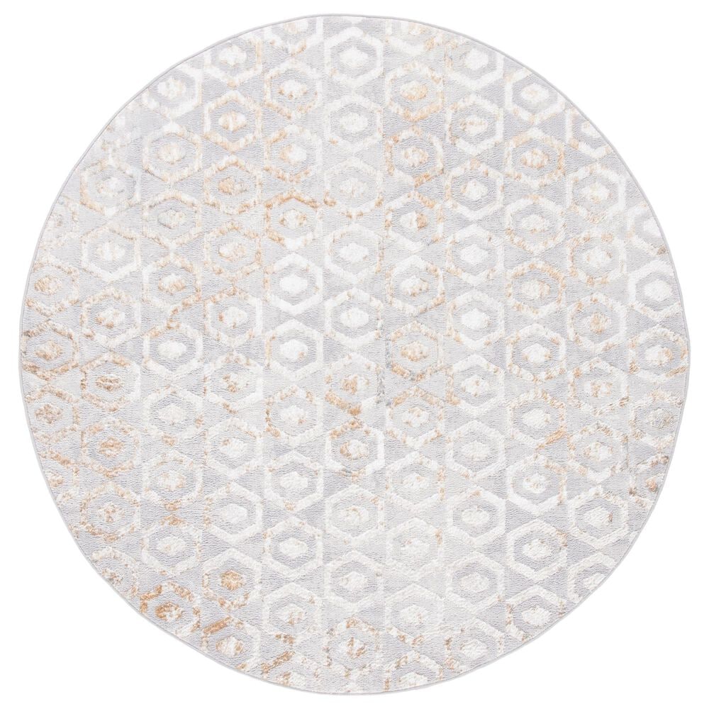 Safavieh Orchard 6"7" Round Grey and Gold Area Rug, , large