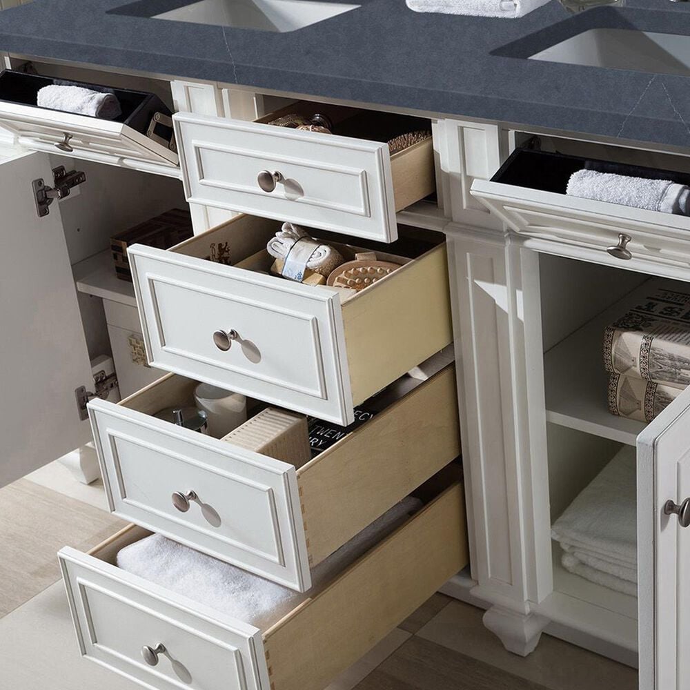 James Martin Vanities Bristol 60&quot; Double Bathroom Vanity in Bright White with 3 cm Charcoal Soapstone Quartz Top and Rectangular Sinks, , large