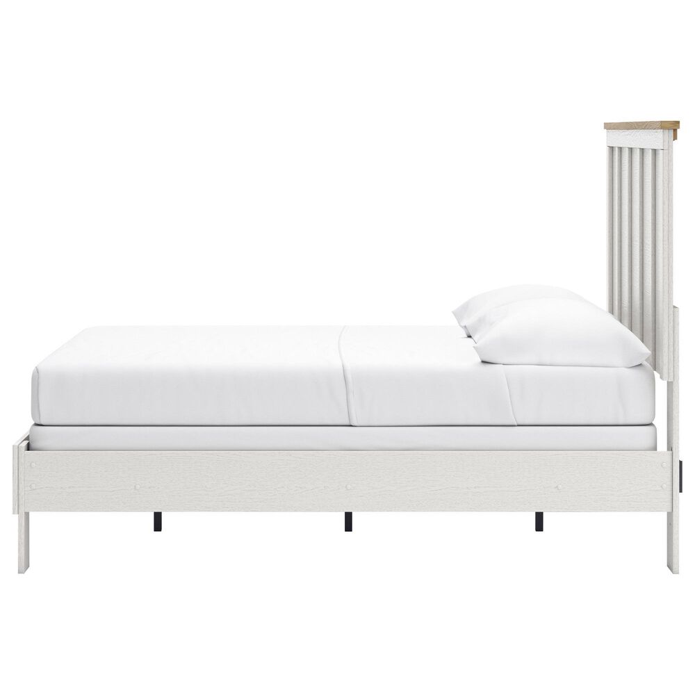 Ashley Linnocreek Full Panel Bed in White and Warm Brown, , large