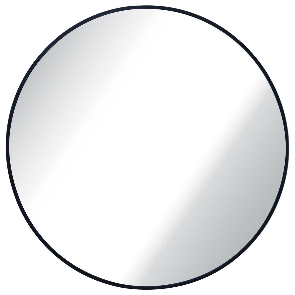 Garber Collection Round Metal Wall Mirror in Black, , large