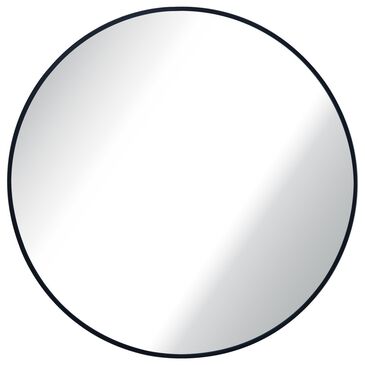 Garber Collection Round Metal Wall Mirror in Black, , large