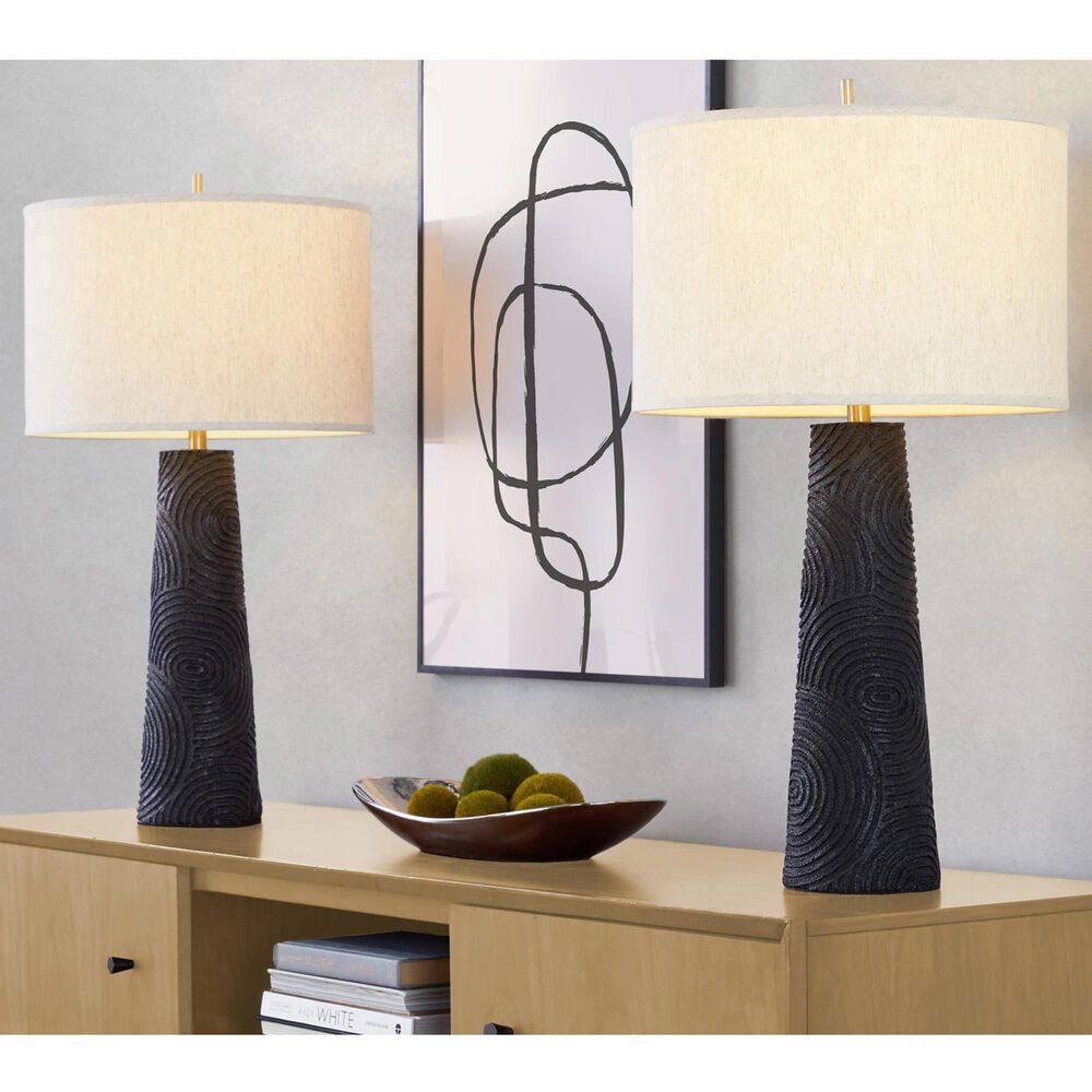 LumiSource Kona 31" Polyresin Table Lamp in Matte Black and Modern Brass (Set of 2), , large