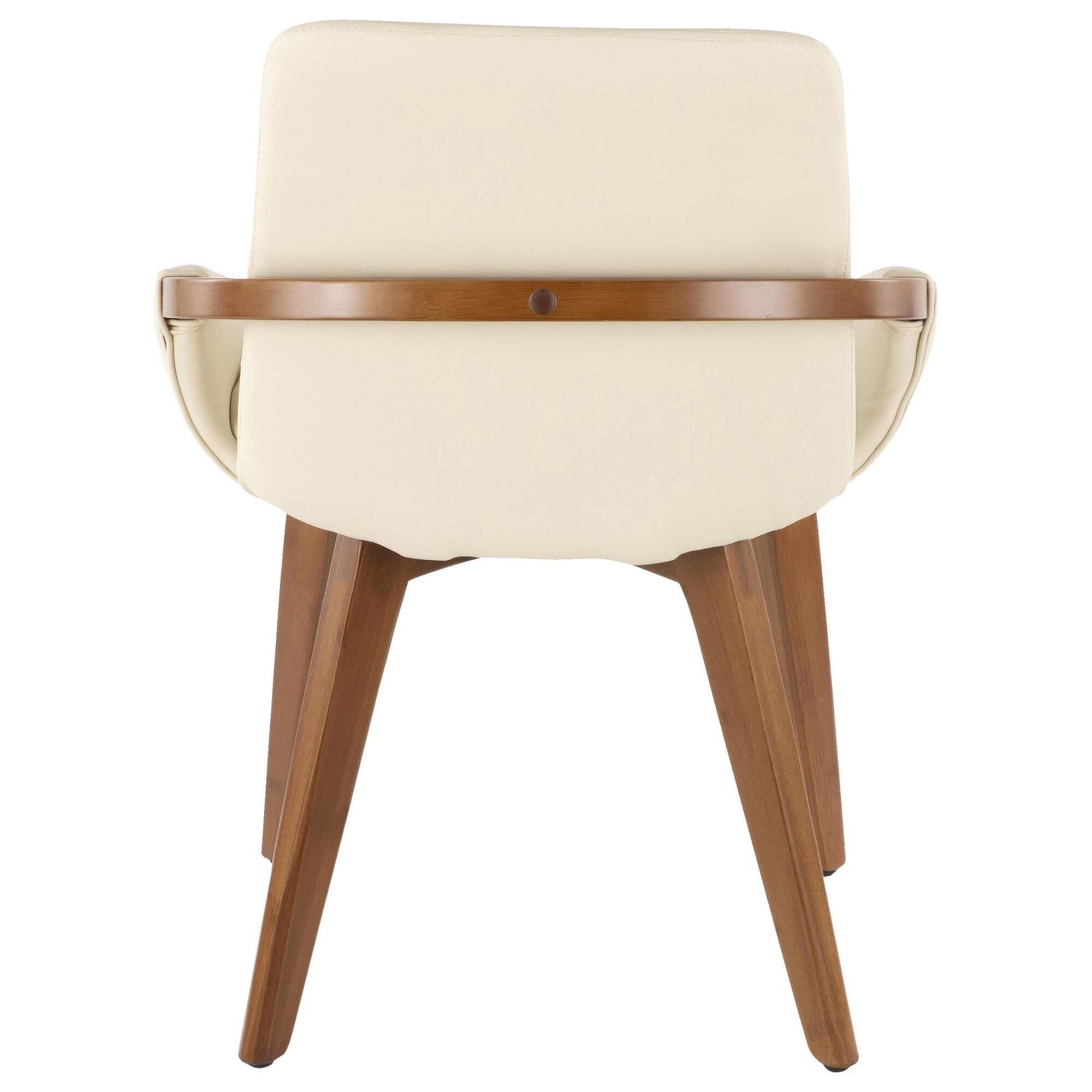 LumiSource Cosmo Arm Chair with Cream Faux Leather Cushion in Walnut
