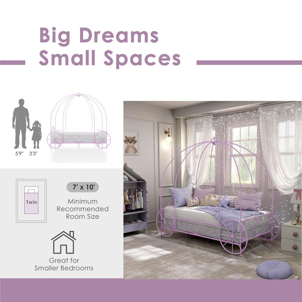 Furniture of America Carriage Twin Canopy Bed in Lilac, , large