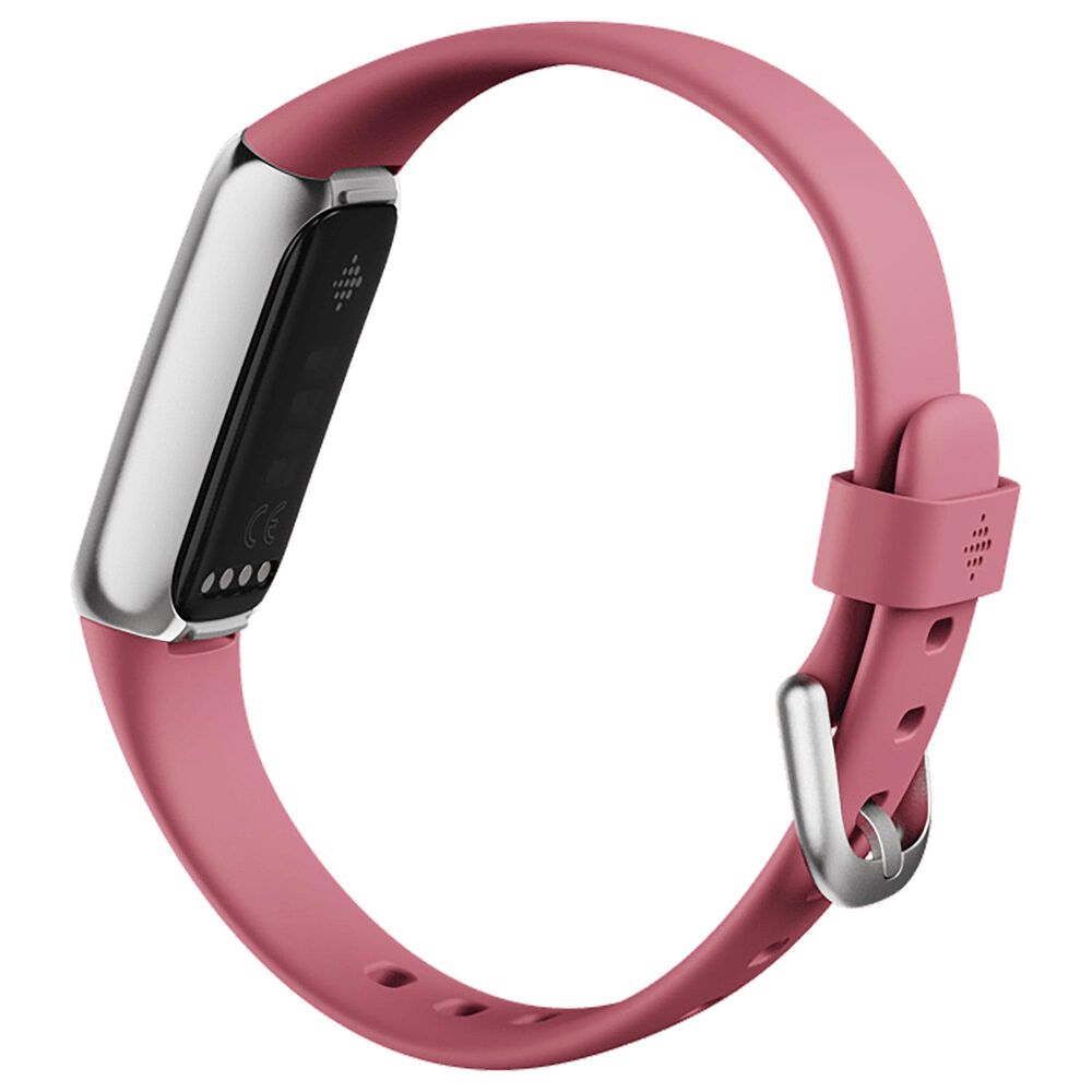 Fitbit Luxe Tracker with Orchid Band in Platinum Stainless Steel, , large