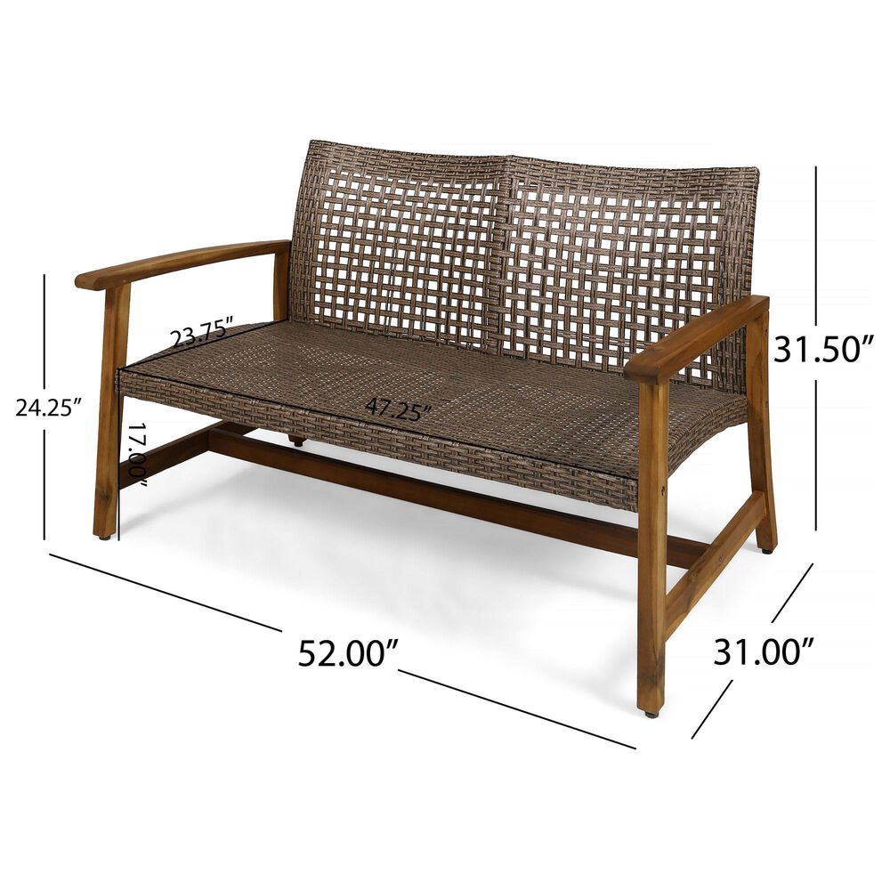 Hearth and Haven Hampton Outdoor Loveseat in Dark Natural, , large