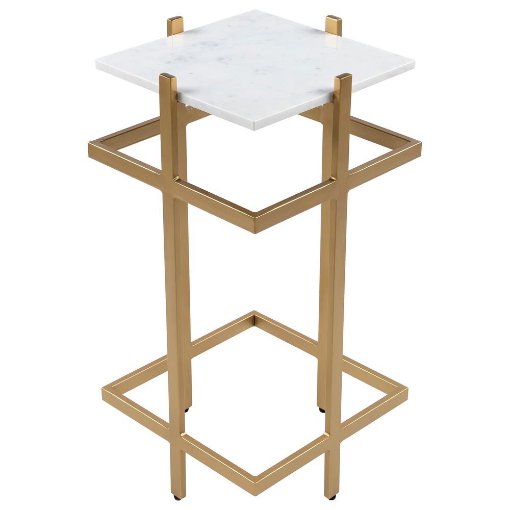 Surya Inc Lindsey End Table in White Marble and Gold, , large