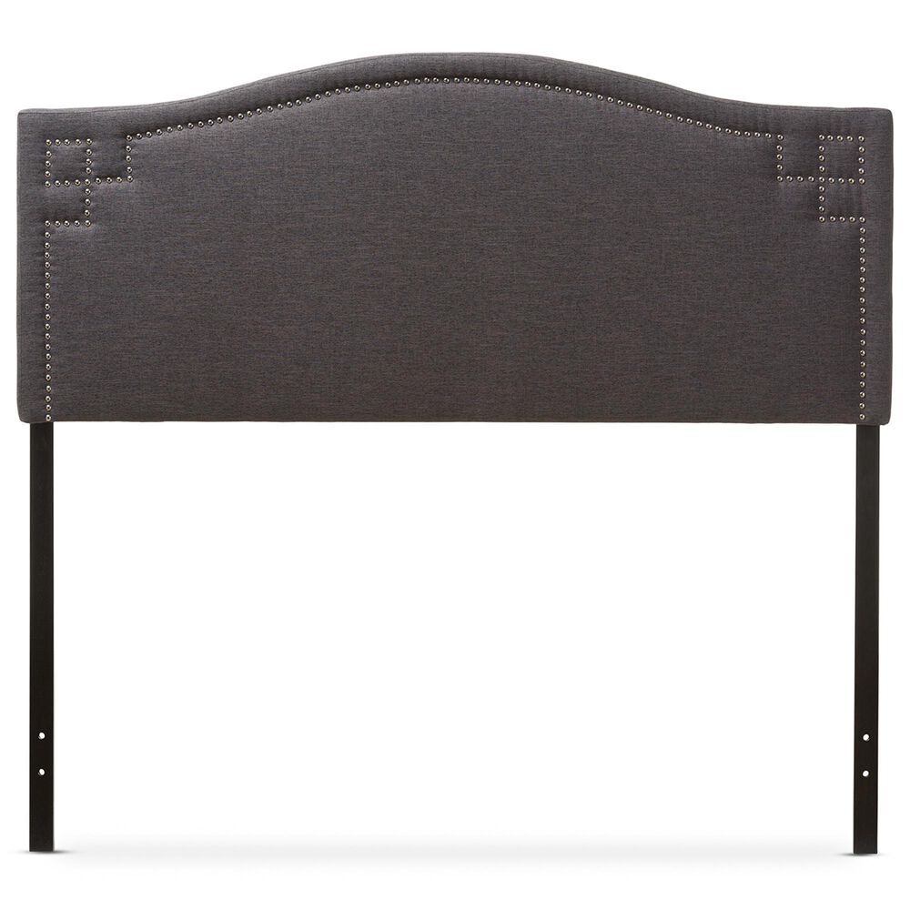 Baxton Studio Aubrey Queen Upholstered Headboard in Dark Grey, , large