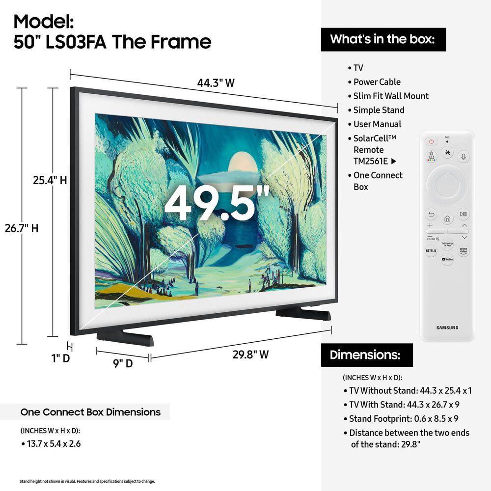 Samsung 50&quot; Class LS03F The Frame QLED 4K in Black - Smart TV, , large