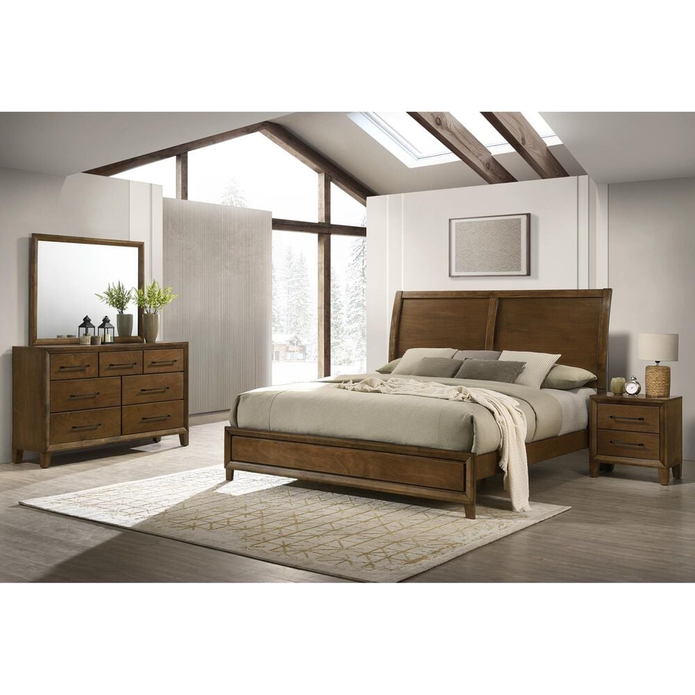 New Heritage Ballard 4 Piece Wood King Panel Bedroom Set in Walnut, , large