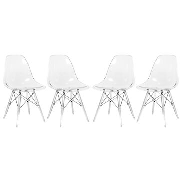 Leisuremod Dover Side Chair with Acrylic Base in Clear (Set of 4), , large
