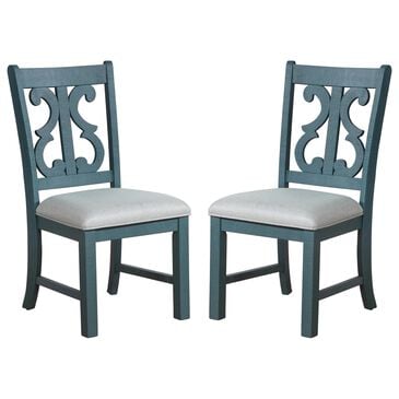 Furniture of America Gross Dining Chair in Antique Blue (Set of 2), , large