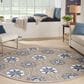 Nourison Aloha 7"10" Round Grey and Blue Indoor/Outdoor Area Rug, , large