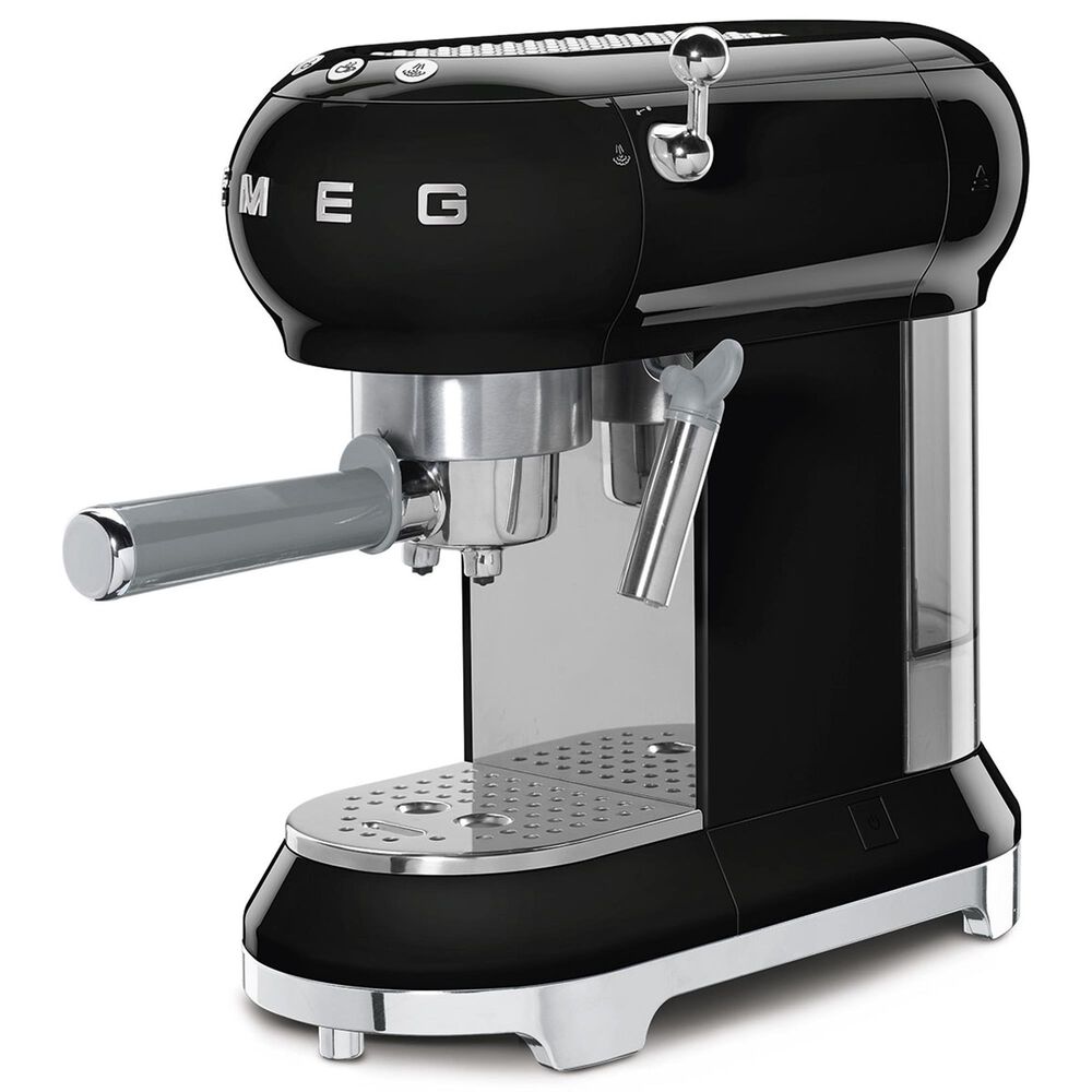 Smeg 33.81 Oz Espresso Manual Coffee Machine in Black and Polished Chrome, , large