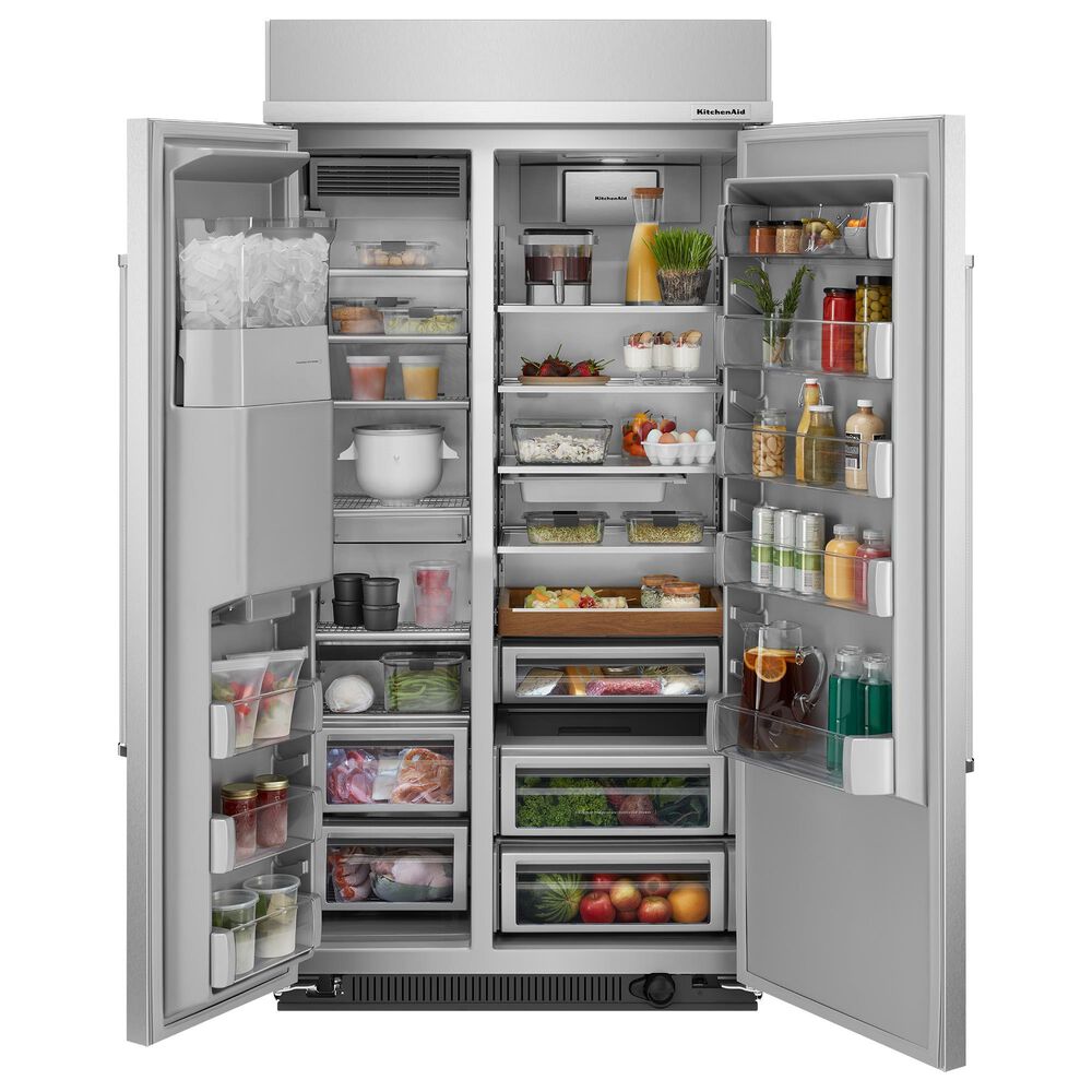KitchenAid 25.1 Cu. Ft. Side By Side Built-In Refrigerator in Stainless Steel, , large