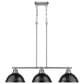 Golden Lighting Duncan 3-Light Pendant with Matte Black Shade in Pewter, , large
