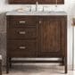 James Martin Vanities Addison 30" Single Bathroom Vanity in Mid-Century Acacia with 3 cm Victorian Silver Quartz Top and Rectangular Sink, , large