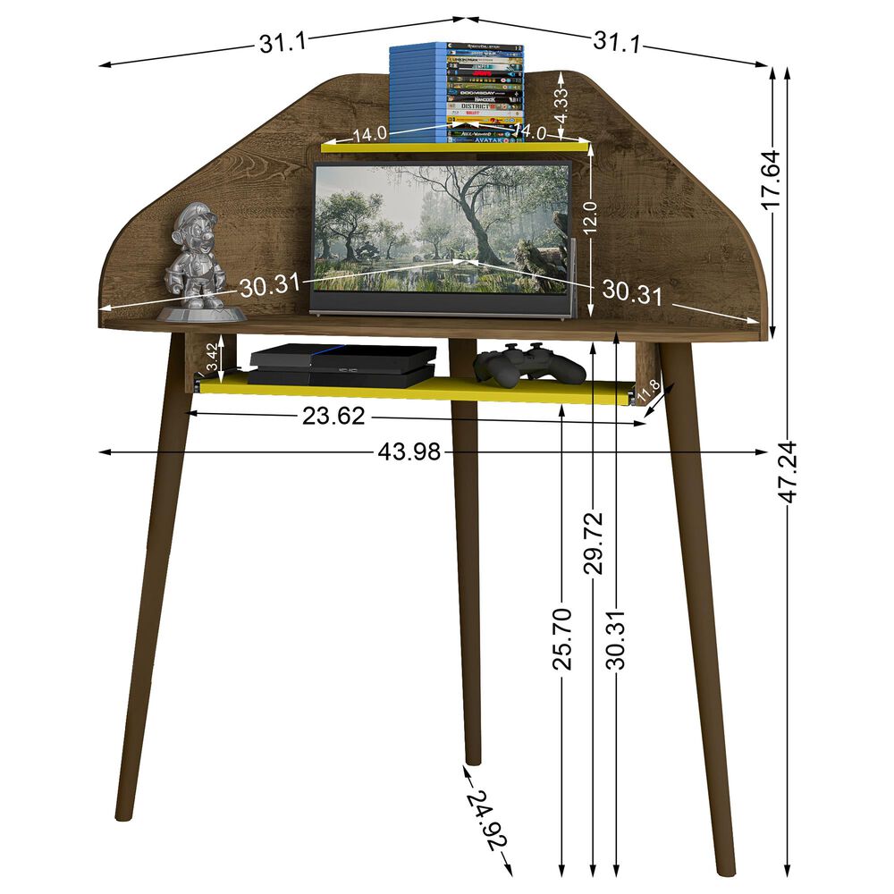 Dayton Bradley 2-Piece Cubicle Section Desk in Rustic Brown/Yellow, , large