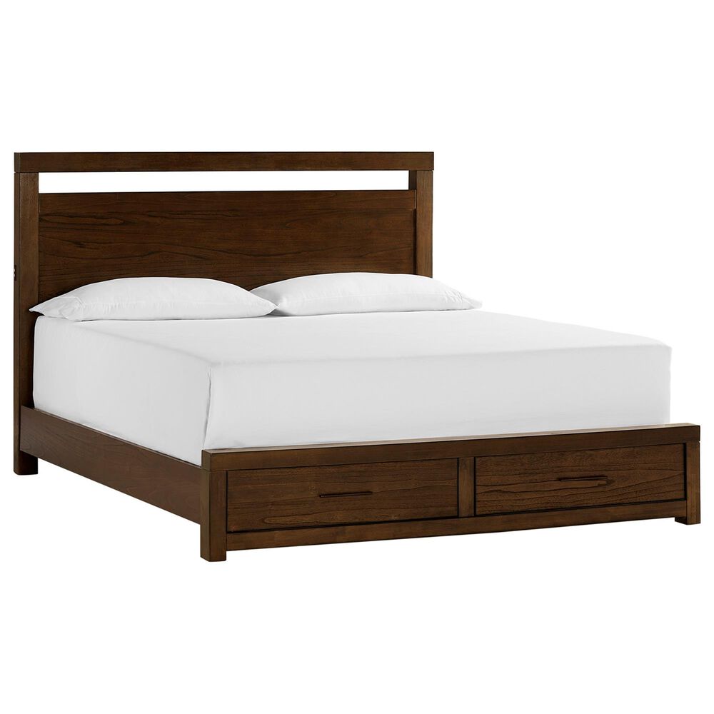 Riva Ridge Modern Loft 4 Piece King Storage Panel Bedroom Set in Brownstone, , large