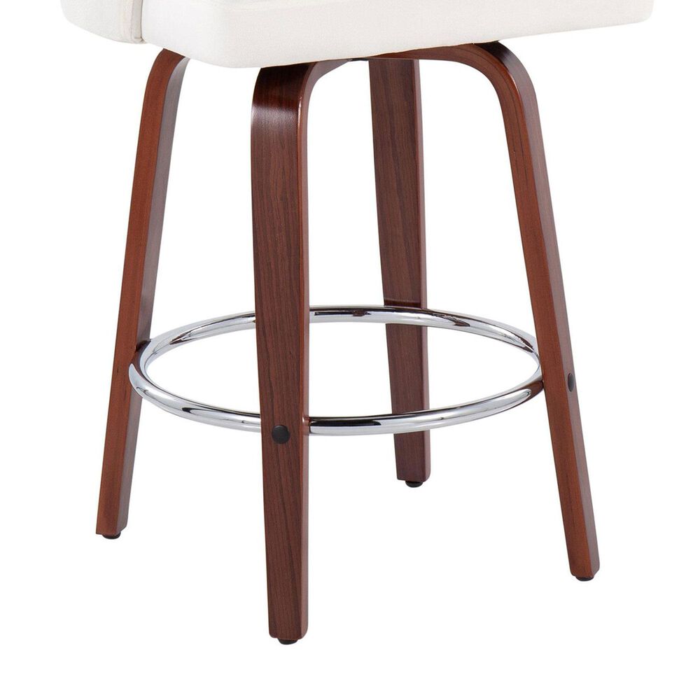 LumiSource Dahlia Swivel Counter Stool with Black Velvet Upholstery in Walnut and Chrome (Set of 2), , large