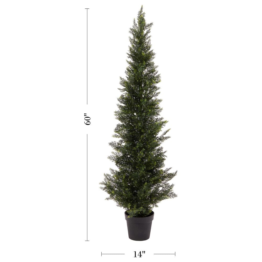 Timberlake 5' Artificial Cedar Topiary Tree with Pot in Green, , large