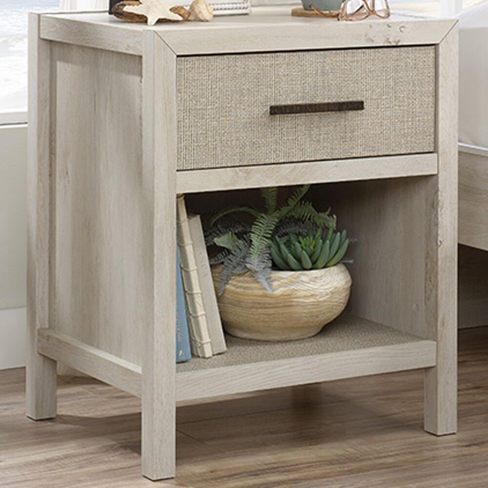 Sauder Pacific View Single Drawer Nightstand in Chalked Chestnut NFM