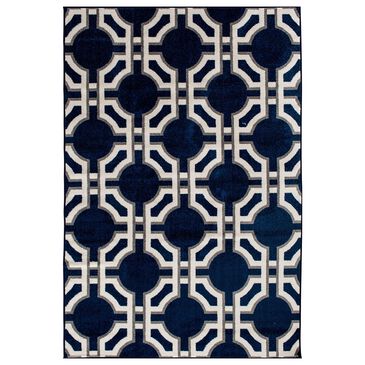 Central Oriental Terrace Tropic Dolliver 7"10" x 9"10" Sapphire Area Rug, , large