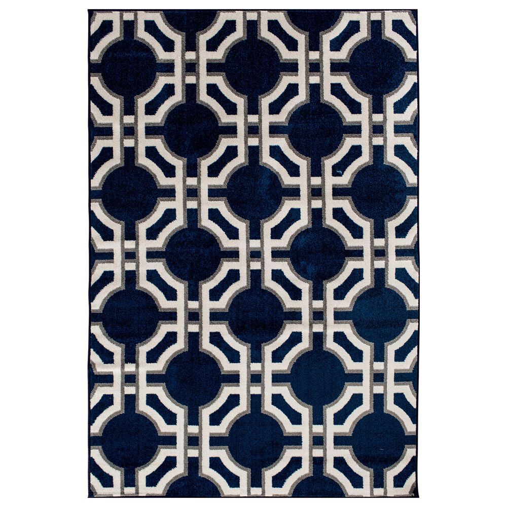 Central Oriental Terrace Tropic Dolliver 7"10" x 9"10" Sapphire Area Rug, , large