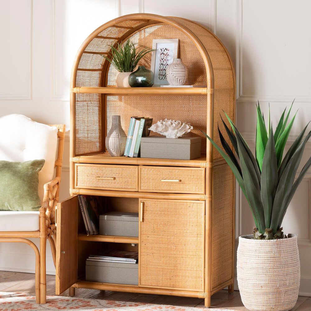 Baxton Studio Mairen 2-Drawer Storage Cabinet in Light Honey, , large