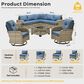 HOMLUX 9-Piece Patio Conversation Set with Illuminated Table in Denim Blue, , large