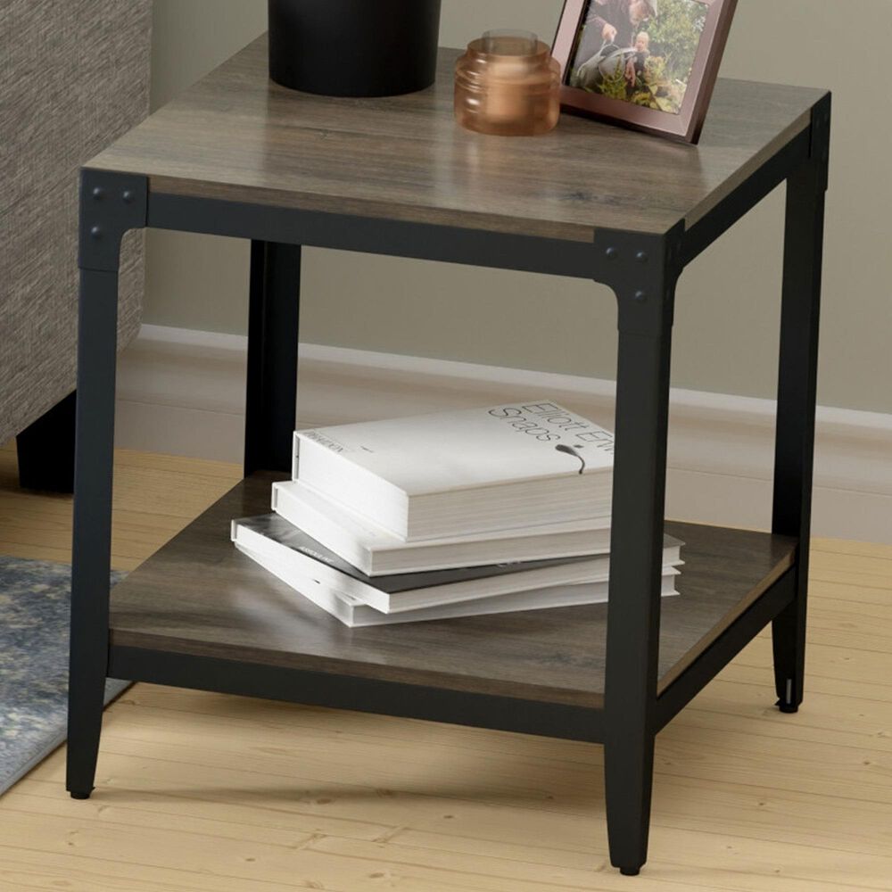 Golden Wave Furniture Derek End Table in Warm Gray and Black, , large