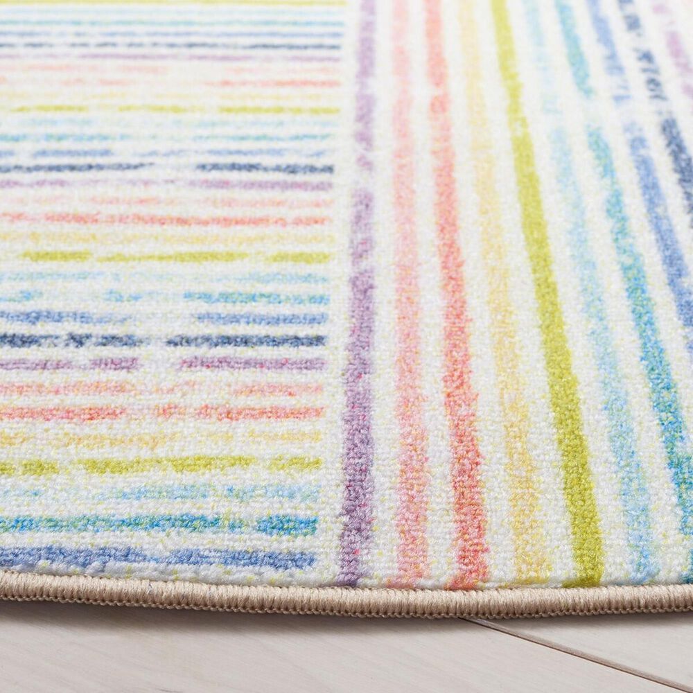 Safavieh Kids Playhouse Geometric 5' Round Ivory and Blue Rug, , large