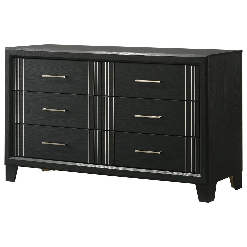Crown Mark Charlie 5-Piece Queen Panel Bedroom Set in Charcoal, , large