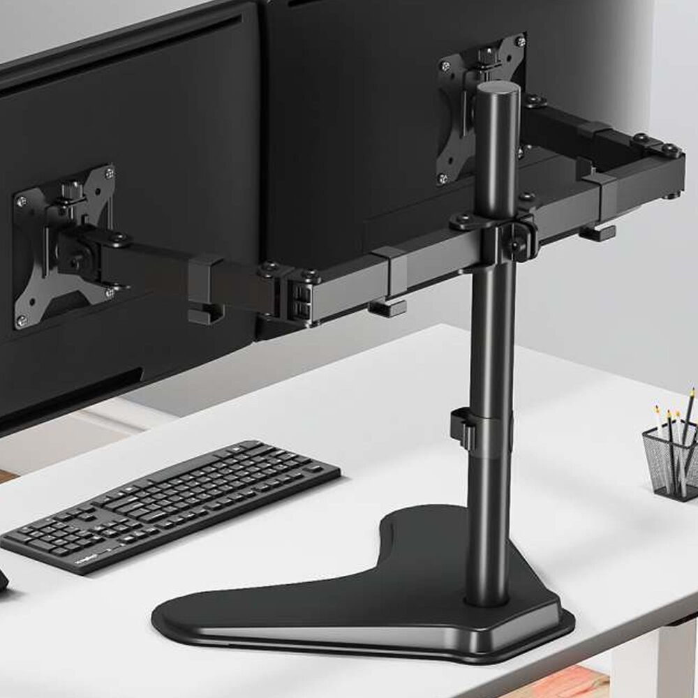 Manhattan Dual Monitor Stand with Double-Link Swing Arms for 13" - 32" Displays in Black, , large