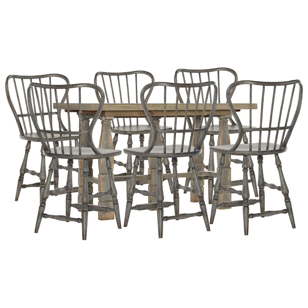 Hooker Furniture Ciao Bella 7-Piece Counter Height Dining Set in Natural and Speckled Gray, , large