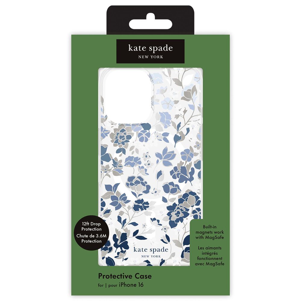 Kate Spade Protective MagSafe Case for iPhone 16 in Flowerbed Blue, , large