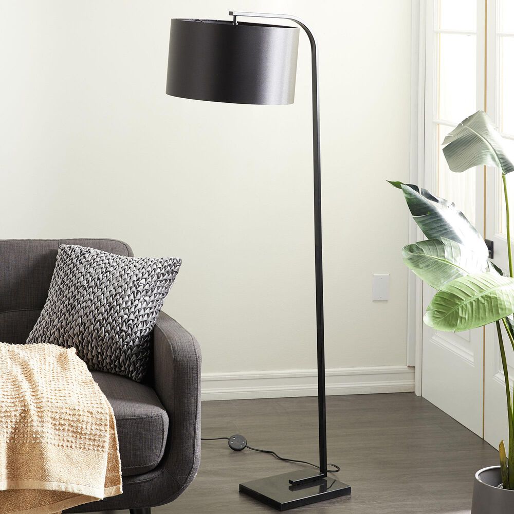 Maple and Jade Industrial Floor Lamp in Black, , large