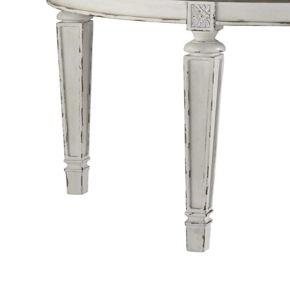 Signature Design by Ashley Realyn Round to Oval Dining Room Extension Table in Chipped White