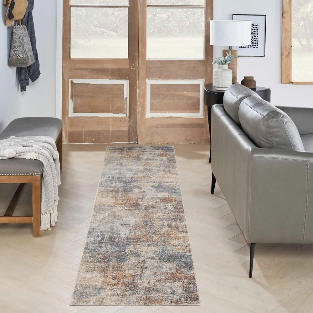 Nourison Astra Machine Washable Abstract 2&#39;2&quot; x 10&#39; Multicolor Runner, , large